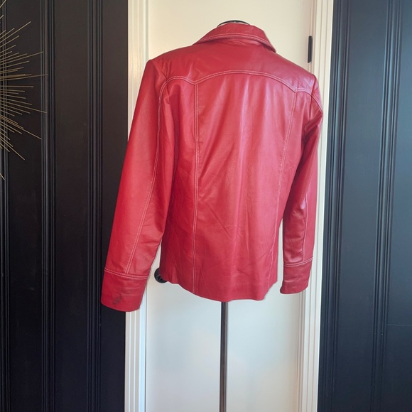 CAVA Vintage Style Red Leather Jacket - Picture 3 of 9